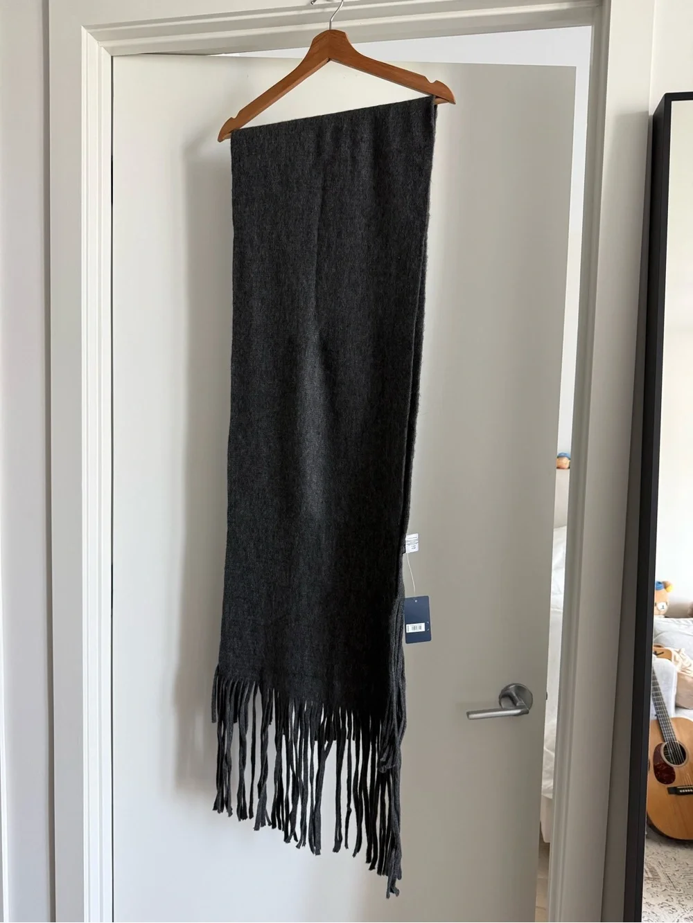 Lucky Brand Dark Charcoal Fringe Scarf